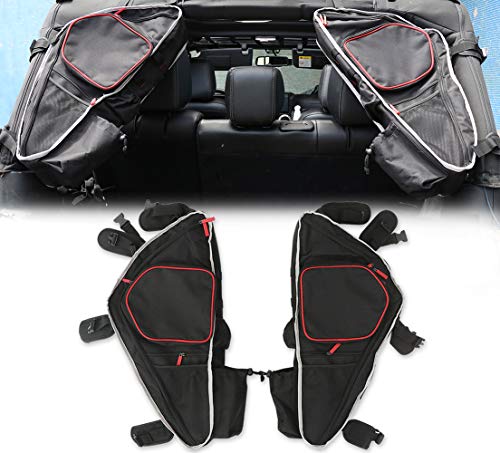 Sukemichi Roll Bar Storage Bag Cage for Jeep Wrangler JK JL Sahara Rubicon 2007~2020 4 Doors with Multi-Pockets & Organizers & Cargo Bag Saddlebag Tool Kits Holder, 2 Pack