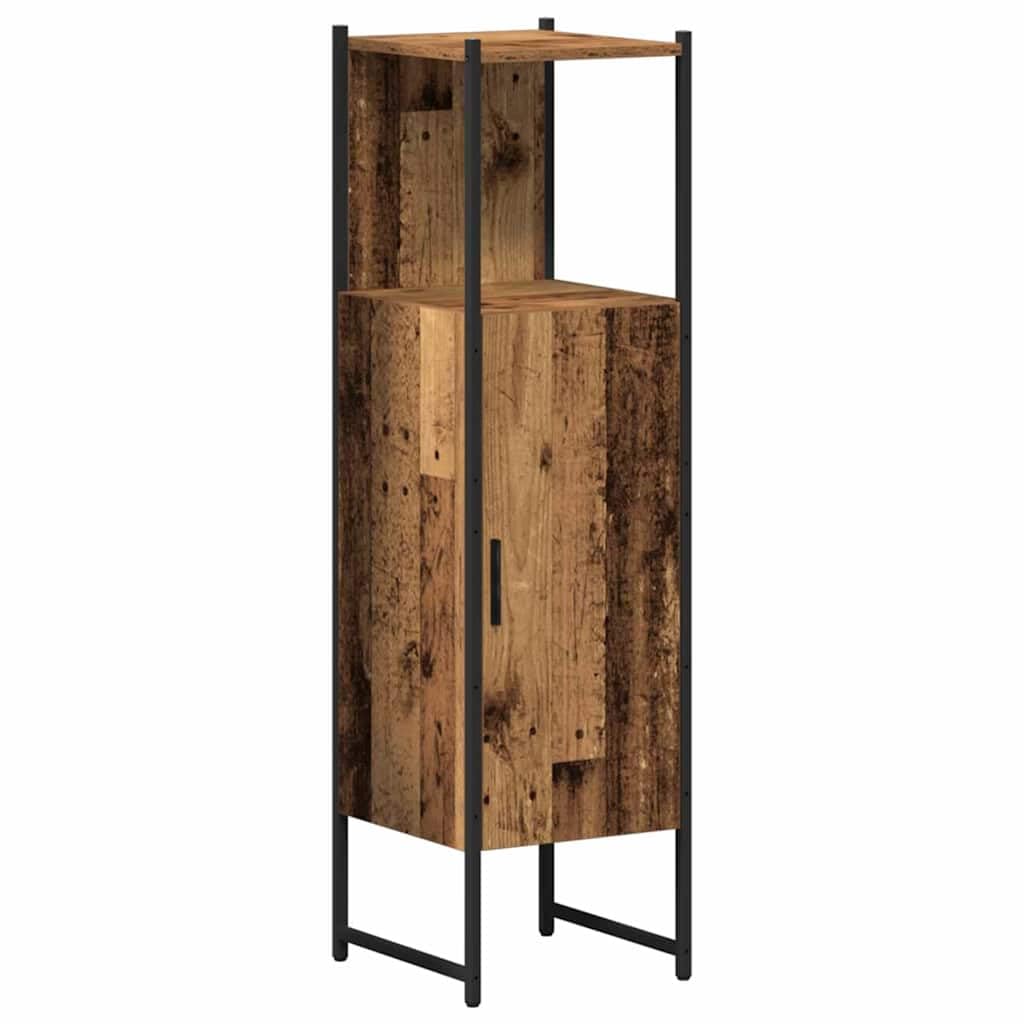 Zestaw mebli łazienkowych z szafką pod umywalkę, szafka z lustrem i wysoką szafką, brązowy materiał drewnopochodny 33 x 33 x 120,5 cm, montaż ścienny do łazienki i toalety dla gości, z miejscem