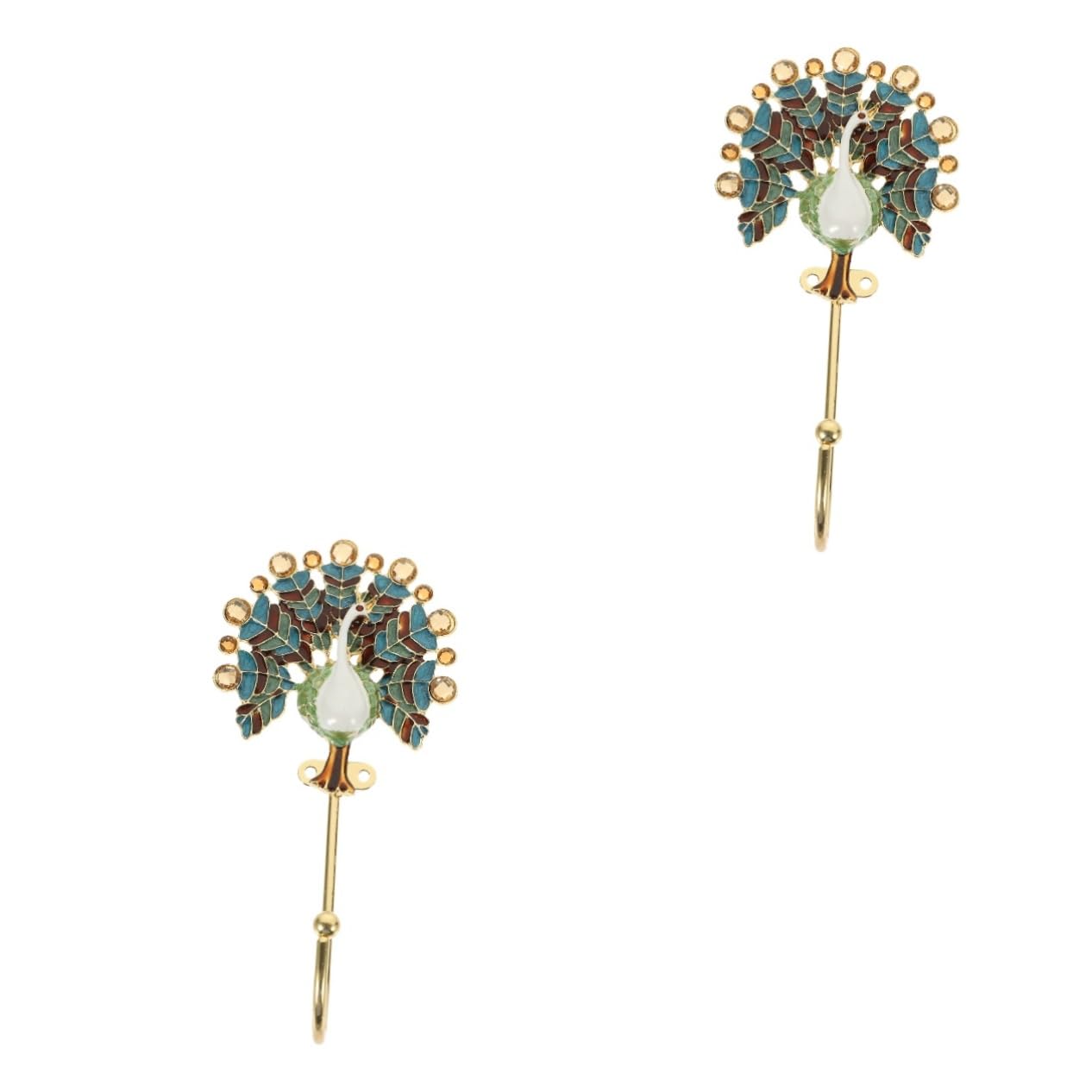 NUOBESTY 2 Piezas Gancho de pavo real baño Delicado gancho de chaquetas manos gancho de pared decorativo perchas para sombreros ganchos antiguos para colgar estante Aleación de zinc