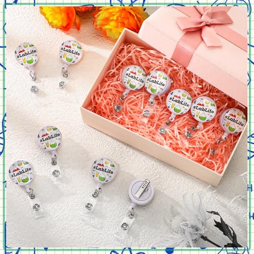 Spakon 24 Pcs Lab Week Gifts 2026 Lab Life Medical Laboratory Science Retractable Badge Reel with Alligator Clip for Laboratory Workers Scientists Nurses Doctors Graduates Supplies