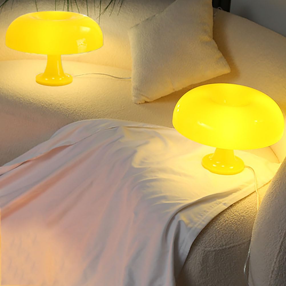 Pilz Tischlampe LED Pilz Tischleuchte Yellow Mushroom Lamp Dimmbare mit USB Kabel 3000K-6000K Pilz Lampe Nachttischlampe Retro Schreibtischlampe für Schlafzimmer Wohnzimmer Bars Dekor