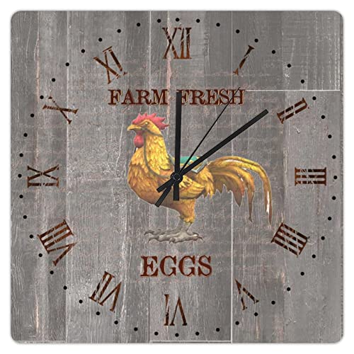 Retro Rooster Roman Numerals Desk Clock Wooden Decorative Wall Clock Country Decorative Desk Clock for Grandparents with Poor Vision Decorative Wood Style for Home Thanksgiving Day 10 in