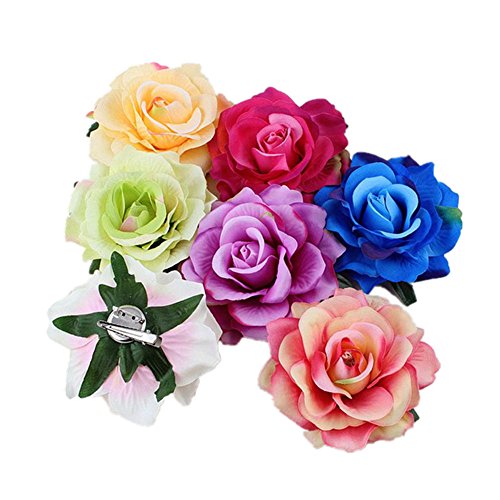 Veicostt Women Rose Flower Hair Clip Hair Accessories Flower Brooch Pin Zfj11 (Royal Blue) #TOP2