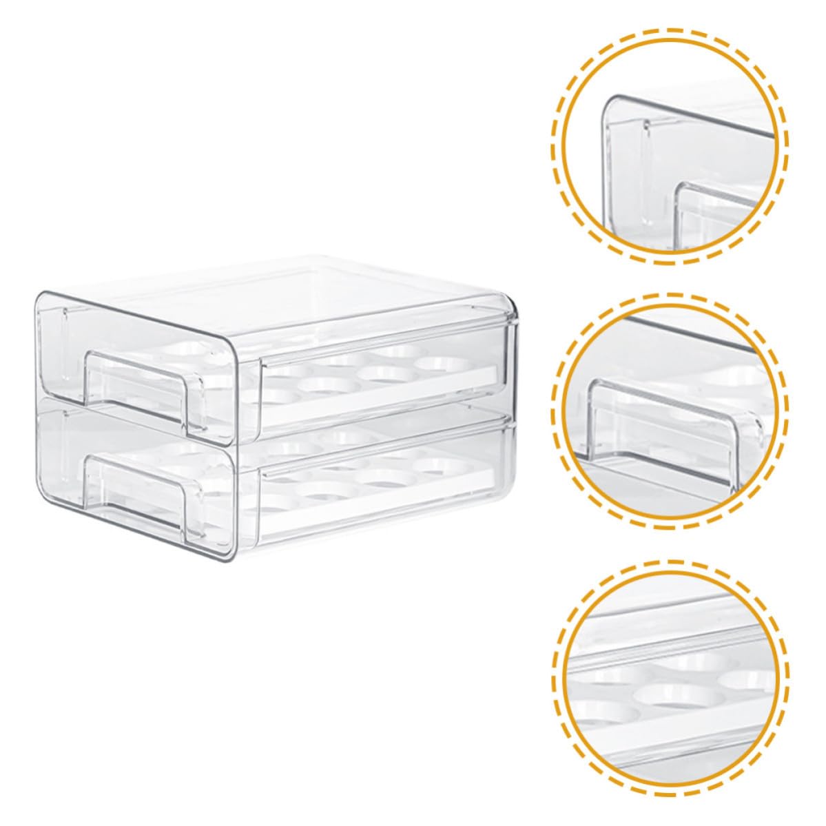 Organizador de Huevos Frigorífico de Doble Capa 32 Compartimentos | Pet Transparente, Cajón Deslizante Ventana, Ayuda para Organizar Nevera