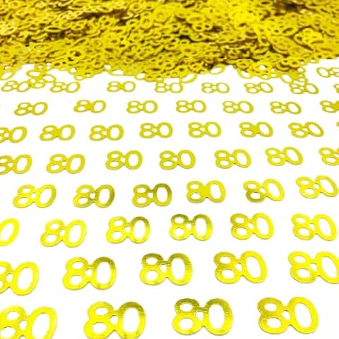Confetti 80 Confetti 80th Scatter Birthday Party Sequins Glitter Metallic Table Decoration for Anniversary Birthday Retirement event Supplies.(80 Golden) Cover