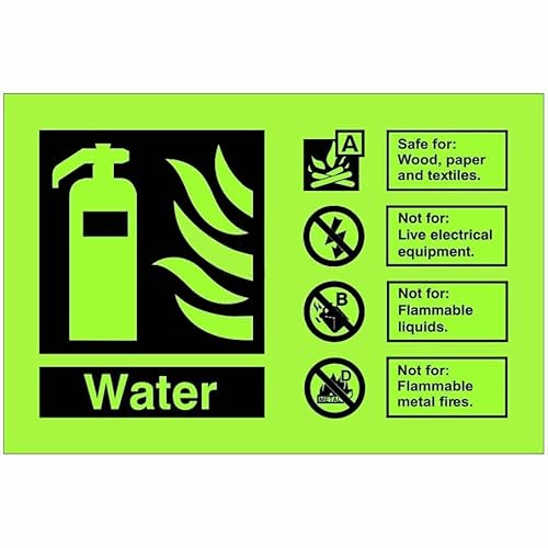 Identificazione Dell'Estintore Antincendio Ad Acqua Fosforescente Estintore Antincendio Segnali Di Avvertimento Poster Metallo Vintage Targhe Metallo Retrò Targa Con Stampe Per Casa Garage S