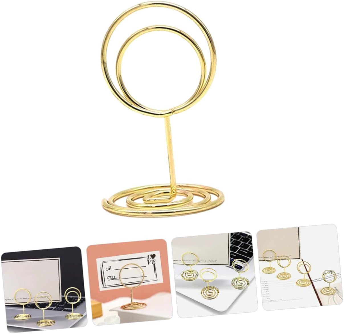 Zerodeko Set of 10 Number Holders Gold Head Metal Clip Stands for Table Photo Memo Holder