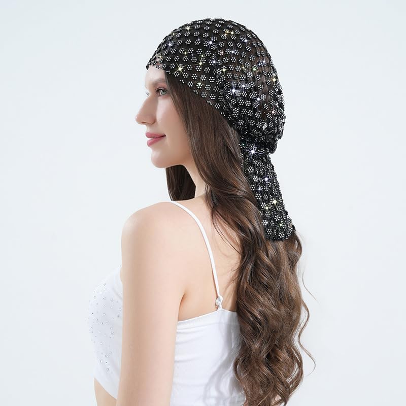 Munyee Hua Gold Rhinestone Rave Head Scarf for Women image 3
