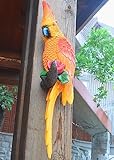 Teaeeno Real Resin Wall Bird Statue Decor,Real Parrot Sculpture Home Decor,Outdoor Indoor Figurine Ornaments-Garden Tree Sculpture,Resin Animal Statue for Garden, Terrace, Lawn, Yard