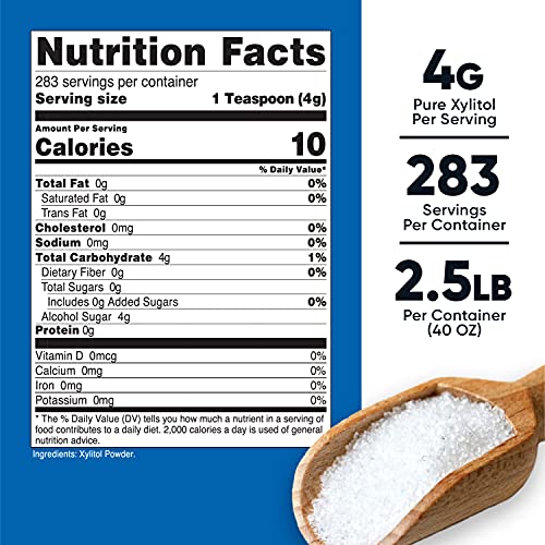 Nutricost Pure Xylitol Granulated Powder 2.5 Pounds - Granulated Crystals
