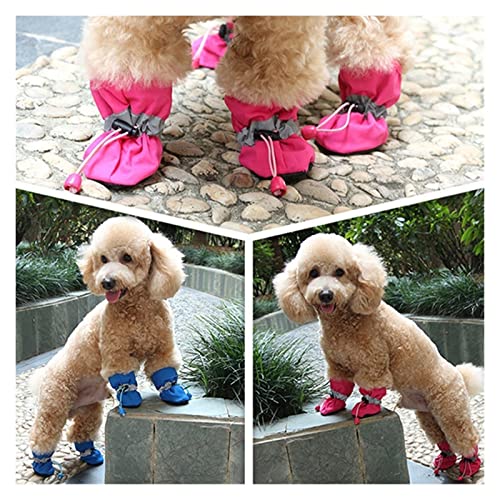YUEMOL Hundeschuhe 4 stücke Wasserdichte Winter Haustier Hund Schuhe Anti-slip Regen Schnee Stiefel Schuhe Dick Warm for Kleine Katzen Hunde Hündchen Socken Booties (Color : F, Size : 2)