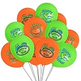 Treasures Gifted Officially Licensed Dinosaur Train Birthday Party Supplies - 24 Pack Dinosaur Train Balloons - Latex Dinosaur Train Birthday Decorations - 12in Happy Birthday Balloons Orange & Green