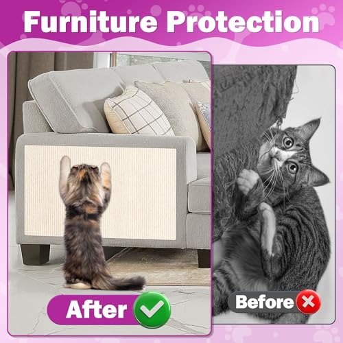ENONCI Anit Cat Scratch Couch Furniture Protector,78.7x15.8 Cat Wall Corner Scratcher Pads Mat,DIY Climbing Scratching Carpet Post Board Replacement by ENONCI - Image 2