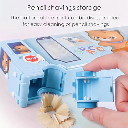 Image of School Bus Pencil Case, Cartoon Pen Box with Sharpener, Large Capacity Stationery Organizer, Best Birthday Gifts for Kids Teens School Supplies(Blue)