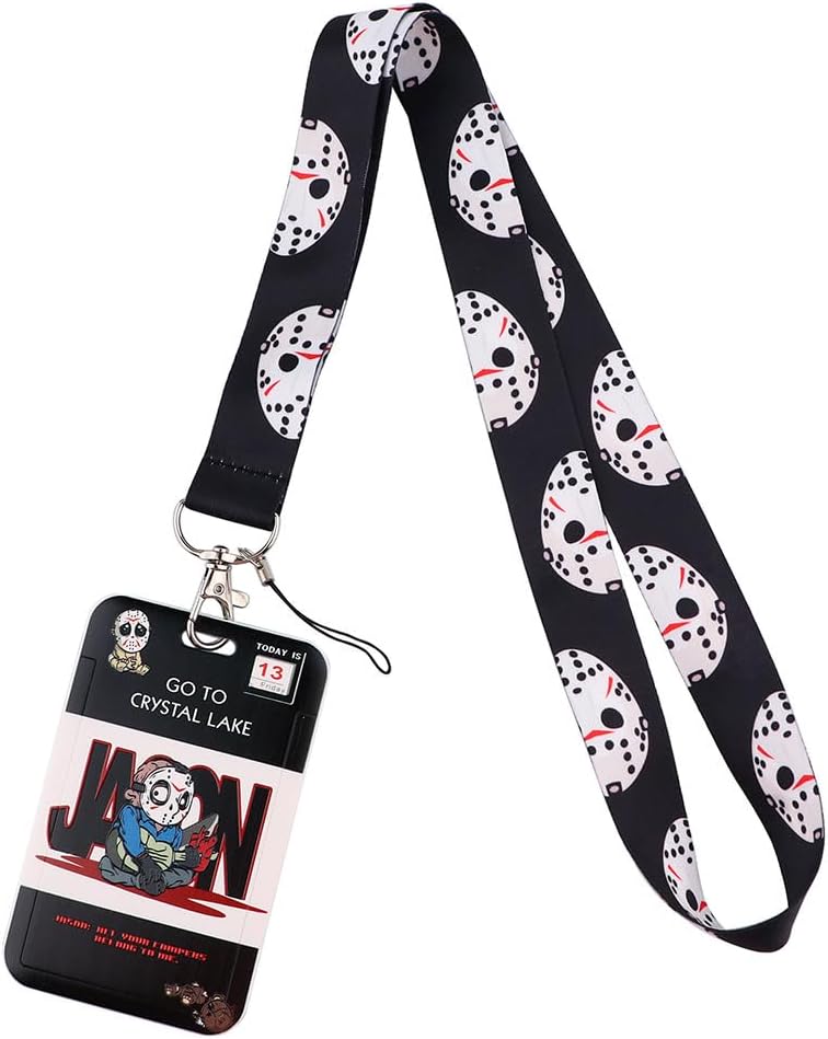 RHXWFDGMichael Myers Freddy Krueger It PenyWis Treat ID Card Badges Lanyard Keychain