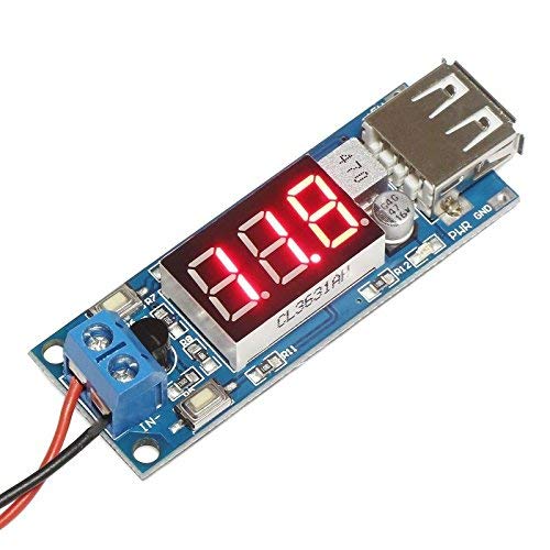 DHRUV-PRO DC 4.5-40V to 5V 2A USB Charger DC-DC Step-Down Buck Converter Voltmeter Module KG235