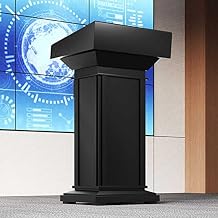 Acrylic Pulpit Luxury Podium in Wood, Thicken s s for Churches with Drawer, Wide Reading Surface Reception Restaurant Podium for Hotels, Seminars, Weddings and Classrooms Black