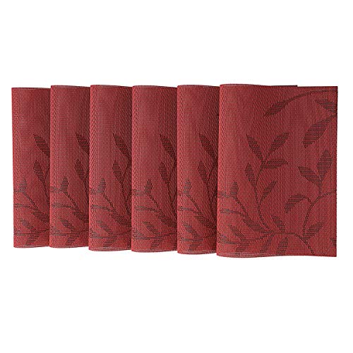 Placemats For Dining Table Washable Table Mats Set Of 6 Heat Resistant Kitchen Table Mats Easy To Clean (T-Red) #TOP1