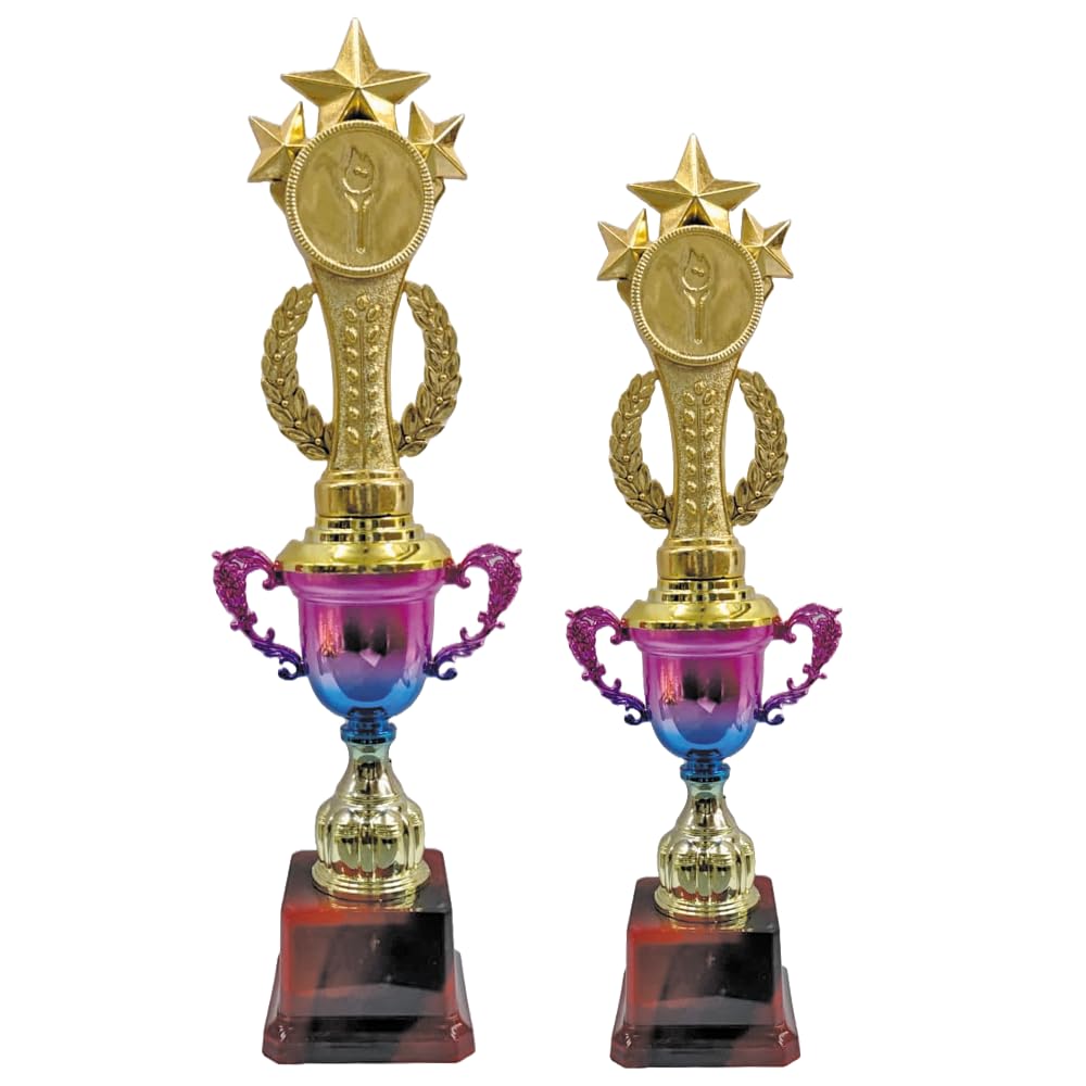 Premium Multicolour Trophy – Decorative Achievement Award Cup for Winners, Pack of 2 (Size-16inch/13.5inch)-image-1