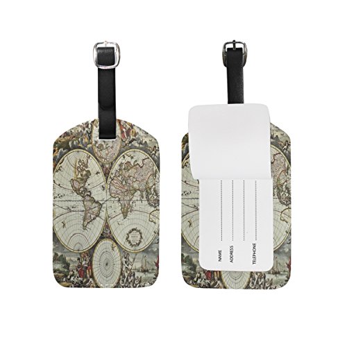 Image of Domoko Antique World Map Luggage Tags Travel ID Bag Tag 1 Piece