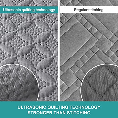 Hansleep Quilt Set Ultrasonic Lightweight Bed Decor Coverlet Set Comforter Bedding Cover Bedspread For All Season Use (Grey Clover, King 106X96 Inches) #TOP2