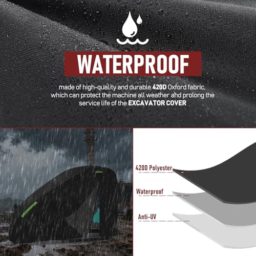 Mini Excavator Cover，Mini Excavator Covers Waterproof Heavy Duty for Bobcat/Kubota/John Deere 17 P/Takeuchi/Yanmar 128" L x 45" W x 75" H by Vainlley - Image 3