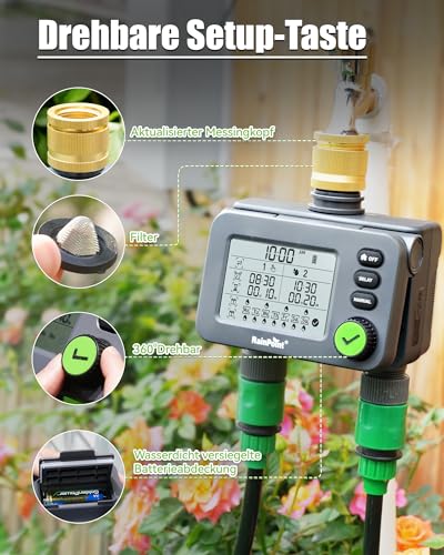 Mcbazel Bewässerungscomputer Mit Regenverzögerung - Automatische Bewässerungssteuerung LCD IP65