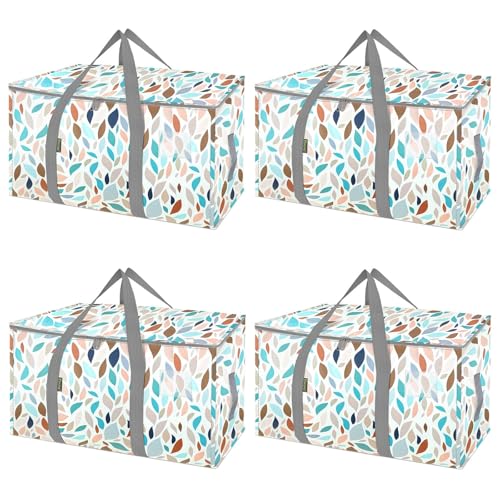 Image of BALEINE 4-Pack Oversized Moving Bags with Reinforced Handles, Heavy-Duty Storage Tote for Clothes, Moving Supplies (Mosaic, 4-Pack)