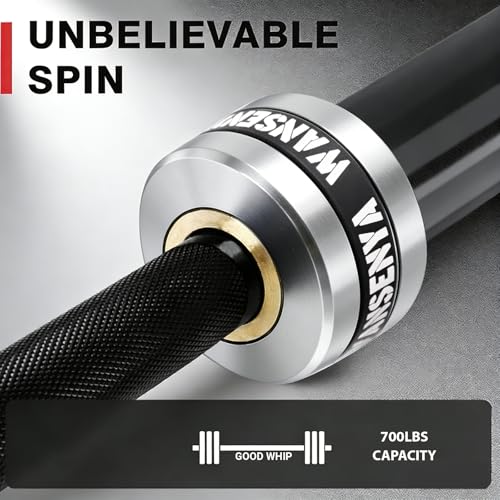 WANSENYA 7FT Olympic Barbell 45lb,28MM 2 Inch Olympic Bar for 700lbs Capacity with No. 45 Steel,Olympic Weight Bars for Lifting,CrossFit,Bench Press,Deadlift,Squats,Strength Training bars,Black&Silver by Wansenya - Image 7