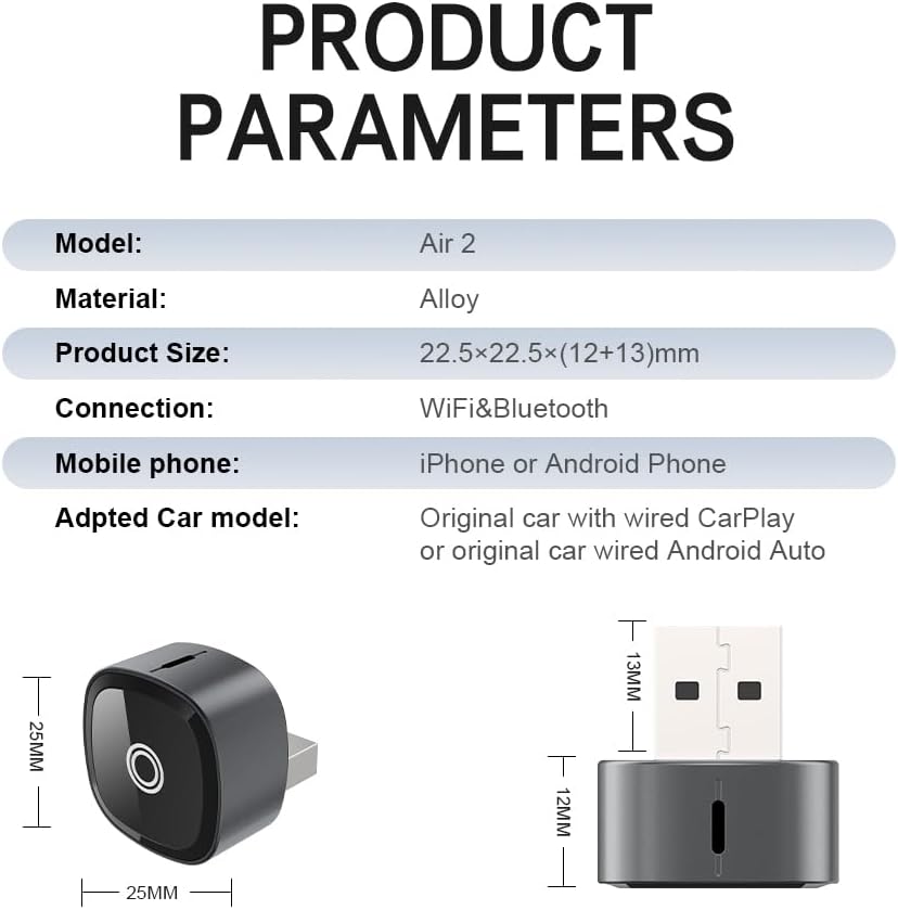 CarPlay Wireless CarPlay Adapter for iPhone for Volvo XC90 XC60 XC40 S60 V90 Accessories, Convert Wired to Wireless CarPlay Adapter (carplay Model B)
