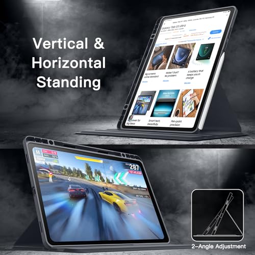 Image of JETech 360 Rotating Case for Samsung Galaxy Tab S11, Grey | Multi-Angle Stand Cover, Clear Back Design, Auto Wake /Sleep, S Pen Holder, Full Protection