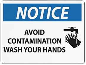 Notice Warning Business sign,NOTICE - Avoid Contamination; Wash Hands,Rust Free Aluminum Fade Resistant Easy Mounting Outdoor Use