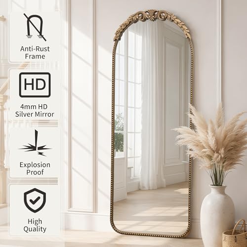 Besdomus Vintage Full Length Mirror: 21"x 56" Large Gold Floor Mirror - Traditional Ornate Baroque for Bedroom/Cloakroom/Entryway/Hallway - Home Decor for Living Room by Besdomus - Image 3