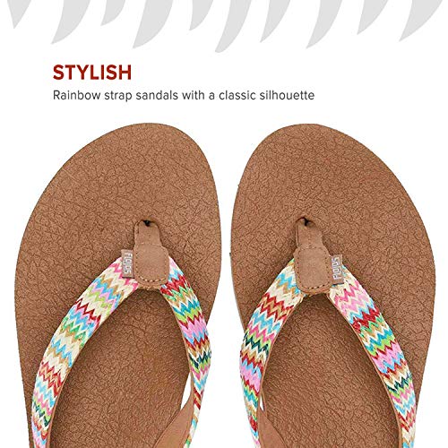 Flojos Womens Natural Multi Flip Flops, Natural Multi, 10 Us #TOP1