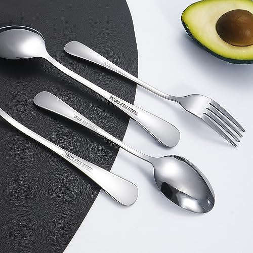 Lazycorner 50 Pcs Silverware Set for 10, Mirror Polished Flatware Set Stainless Steel Fork Knife Spoon, Food Grade Eating Utensils Sets, Reusable Silverwear Cutlery Set, Dishwasher Safe