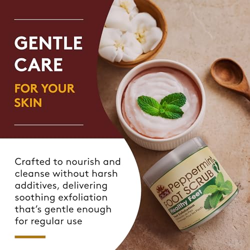 okay peppermint foot scrub - exfoliating foot scrub foot exfoliator great for cracked heels pedicures dead skin remover exfoliant for calluses moisturizer for dry skin - 6 oz pack of 1
