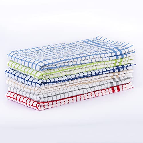Neolino Terry Kitchen Towels, 100% Cotton Kitchen Dish Towels, Set Of 6 (15 X 25 Inches)-400 Gsm - Absorbent Kitchen Towels Perfect For Every Day Use - Multi Coloured #TOP29