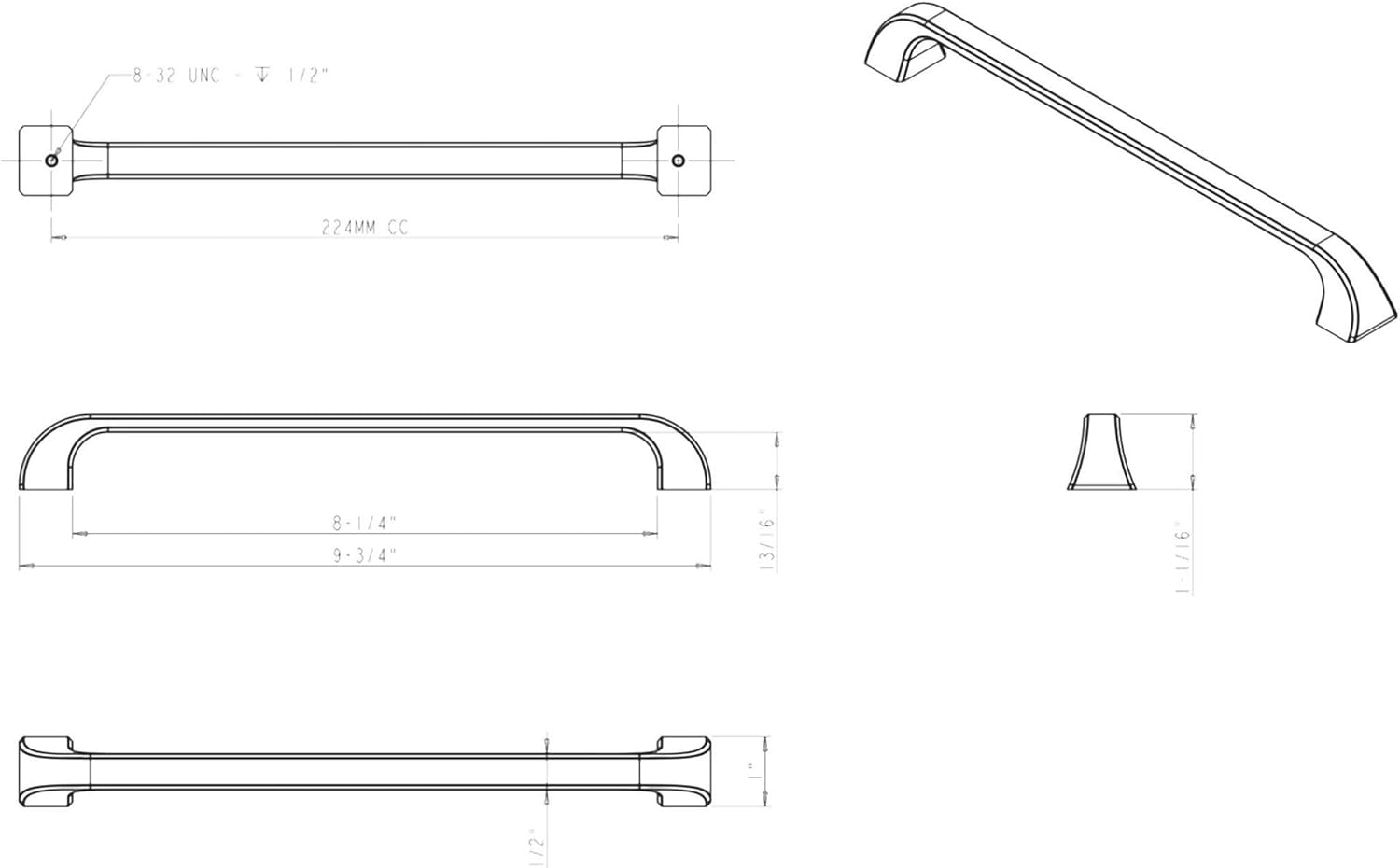 Marlo 224 mm Center-to-Center Bar Pull, Satin Nickel