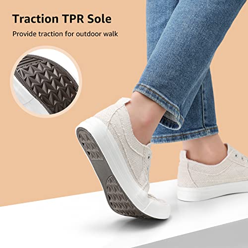Stq Slip On Shoes Women Comfort Fashion Canvas Sneakers Classic Casual Shoes, Beige, 7 Us #TOP7
