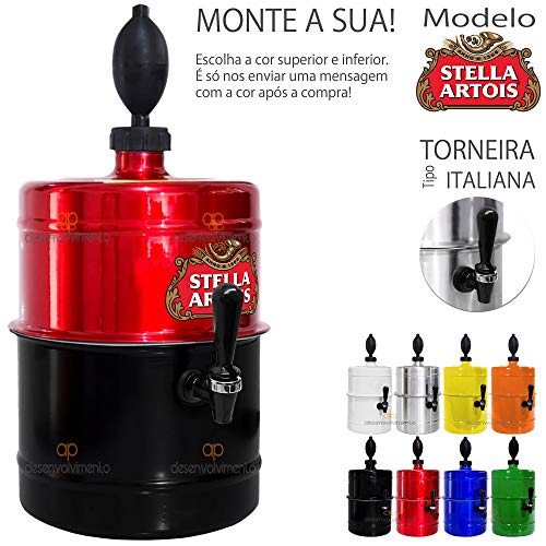 Chopeira Doméstica Torre 5,1 Lt Stella Artóis Vermelha e Preta Torneira Tipo Italiana