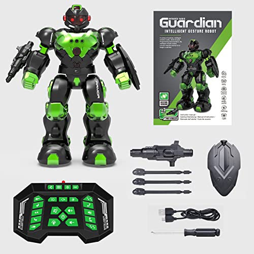 Stemtron Robot Toys For Kids Age 6-12, Programmable Remote Control Robot With Intelligent Gesture Sensing, Recharge, Singing & Dancing Mode, Launcher #TOP5