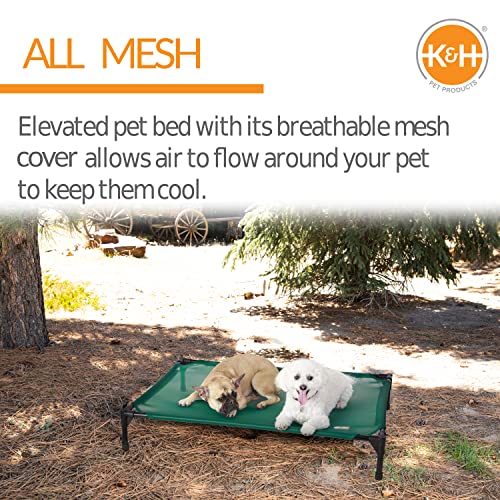 K&H Pet Products Elevated Outdoor Dog Cot Bed, Raised Cooling Bed With Washable Breathable Mesh For Large Dogs, Portable Raised Platform Pet Bed, Heavy Duty Metal Frame Hammock Bed, Large, Green #TOP4