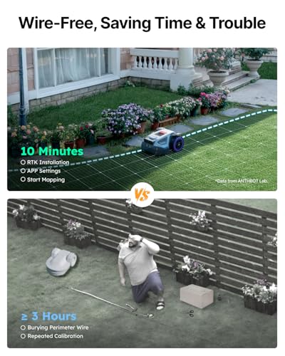 Image of ANTHBOT M9 Robot Lawn Mower 1 /4 Acre, Dual Vision+Full-Band RTK Robotic Lawnmower, No Perimeter Wire, App Control Obstacle Avoidance, 45% Slope, Cutting Height, Multi-Zone Mapping