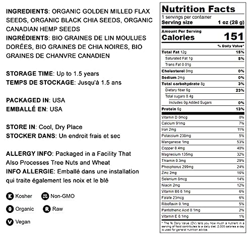 Organic Fiberfull Flax, Hemp And Chia Seeds Blend, 10 Pounds – Cold-Milled Flax Mixed With Hemp Hearts And Chia Seeds, Non-Gmo, Bulk. Rich In Omega 3 And Fiber. Perfect For Smoothies, Salads, Oatmeal #TOP3