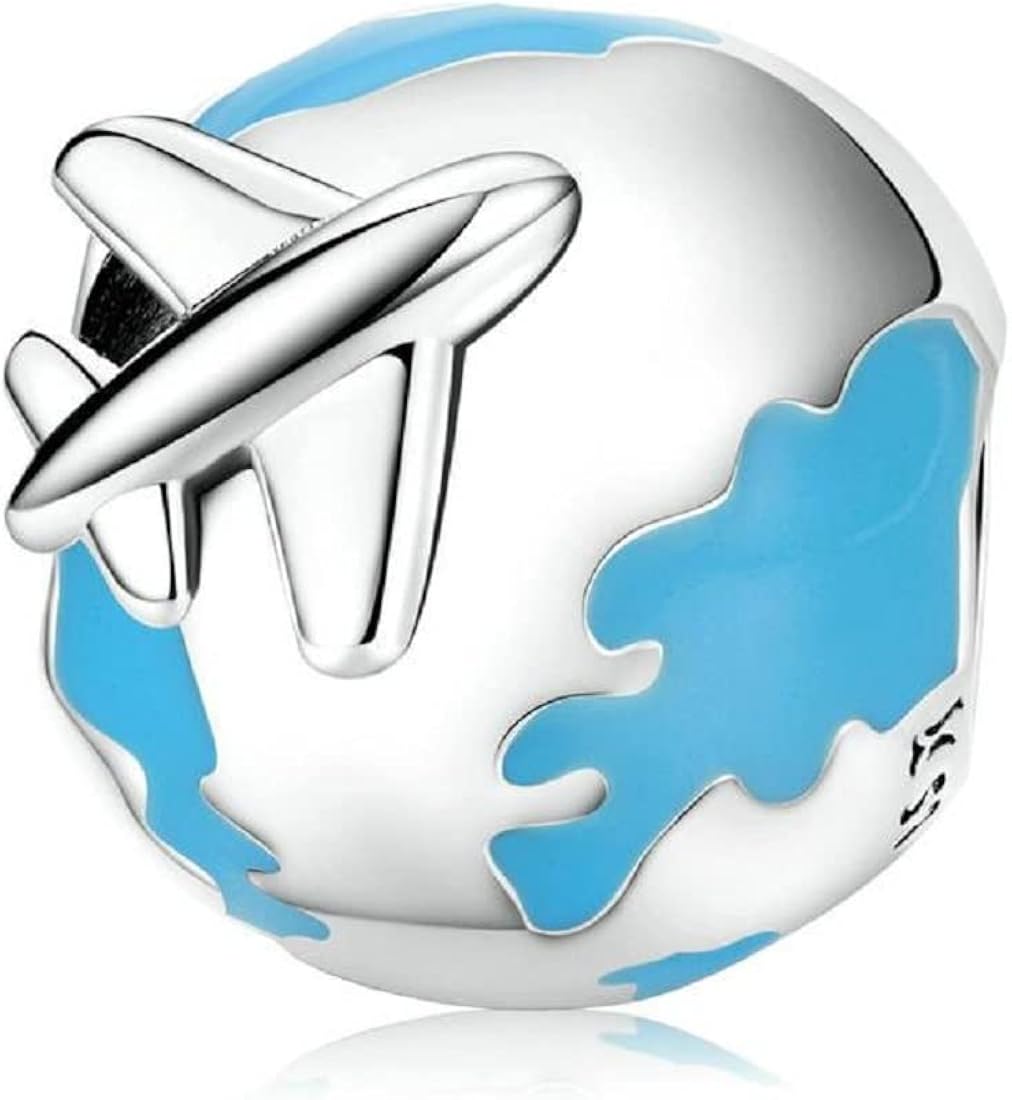 FeatherWish World And Plane Travel Love Family Holiday Gap Year Bead Charm Compatible With Pandora Bracelet And Necklace (Bead)