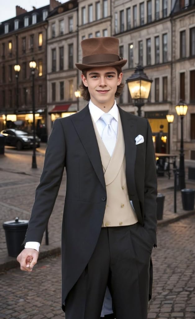 Boys Tailcoat Suit 3 Piece Slim Fit Suits for Boys Jacket Vest Pant Set Ring Bearer Outfit Wedding Prom Dress