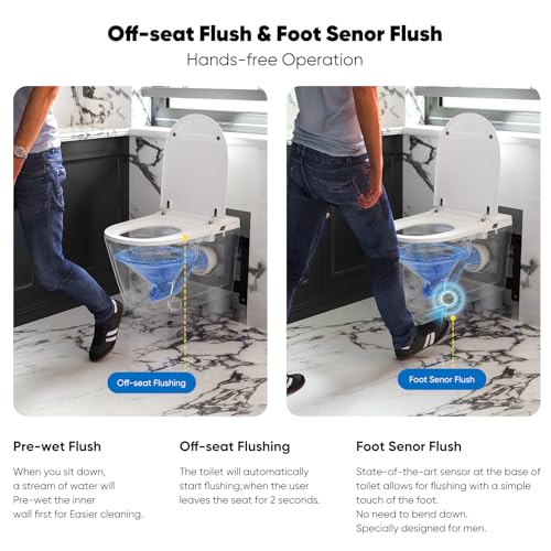 Image of Basic Smart Function Wall Hung Toilet Combo, Built-In Water Tank, Heated Seat,Auto Flush,Foot Sensor Flush,Nightlight, with In-Wall Carrier (No Need to buy an Additional Water Tank)