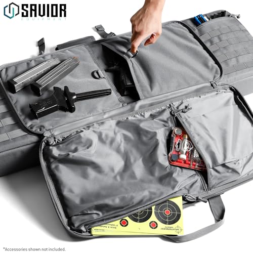 Savior Equipment American Classic Tactical Double Long Gun Bag Pistol Transportation Case w/Backpack Strap, 51 Inch Ash Gray - Thumbnail 3