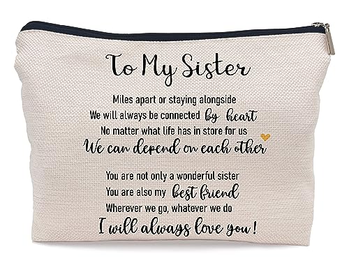Ayxvt Sister Gifts Makeup Bag,Sister Birthday Gift Ideas,Sisters Gifts from Sister,Christmas Birthday Gifts for Sister,To My Sister Gifts Small Makeup Bag