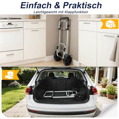 NAIZY Chariot de courses pliable 56 l en aluminium - Chariot de courses moderne avec sac Oxford 600D - Pour les achats seniors, les voyages, le camping-car (noir) – vue 5